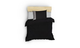 L'essentiel linge de maison Juego de funda de edredón individual Ranforce - Negro y Gris